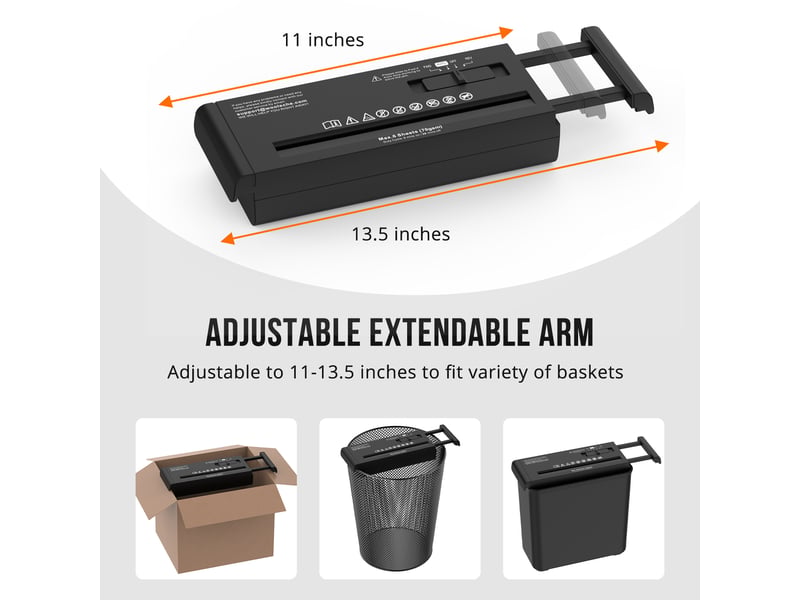  Déchiqueteuse à bandes - coupe en bandes de 6 mm - bras télescopique ajustable 29-36 cm - niveau de sécurité p2 29.7x14.5x27.8cm - Conforama D
