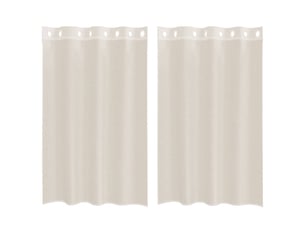 Lot de 2 rideaux en voile, voilages avec œillets crème 140x175 cm cf44352