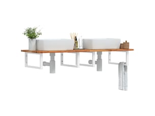 Étagère de vasque | étagère murale acier et bois massif d'acacia shl6212