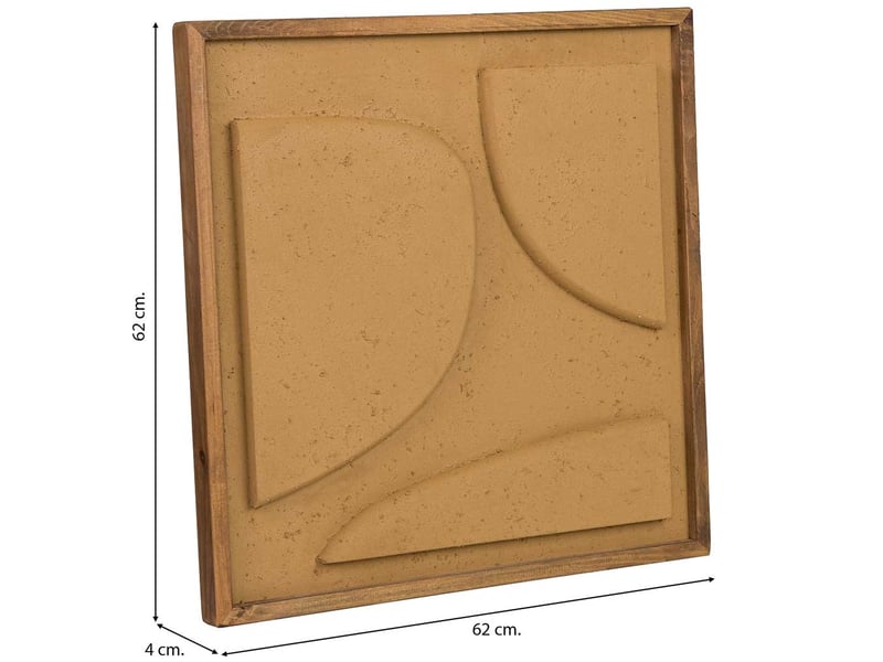 Tableau artisanal en bois recyclé relief jaune 62x4x62 cm h - Conforama C