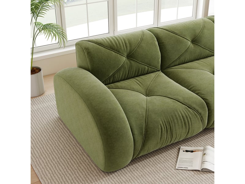  Canapé modulable 2 places 204 cm canapé sans armature en tissu chenille avec mousse haute densité 32d, design antidérapant, sans montage, vert Seren Glow - Conforama E