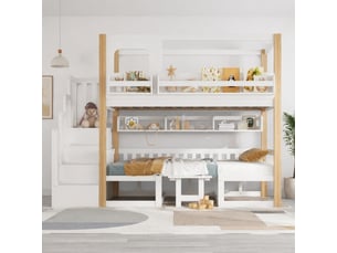 Lit superposé 90x200 cm <strong>OKMYHOME</strong> <strong></strong> coloris blanc