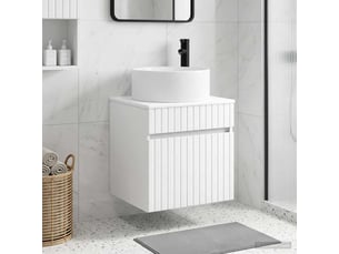 Meuble de lavabo mural, rangement salle de bain blanc brillant 49x44.5x65.5 cm