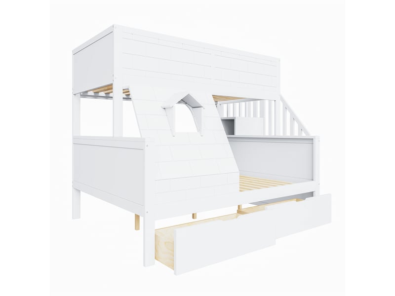 Lit superposé en bois blanc 147x251.9 cm - Conforama A