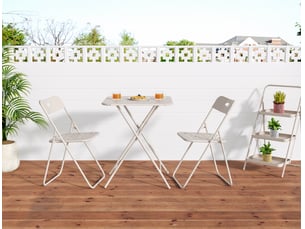 Ensemble bistrot pliable 2 places beige en acier résistant aux intempéries cravdom