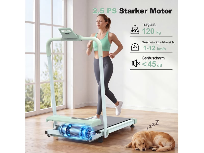  Tapis de course pliable 3 en 1 vert avec inclinaison réglable, vitesse de 1 à 12 km h  - Conforama B