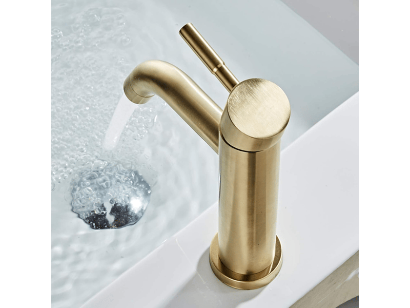  Robinet de salle de bain en or brossé, robinet de lavabo monotrou en acier inoxydable (or)  - Conforama D