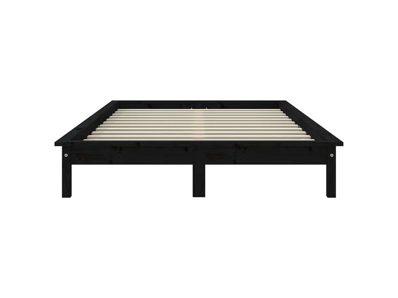  Lit double- lit adulte -  cadre de lit sans matelas noir 160x200 cm bois massif  - Conforama D