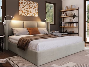 Lit coffre 160x200 cm <strong></strong> <strong></strong> coloris beige