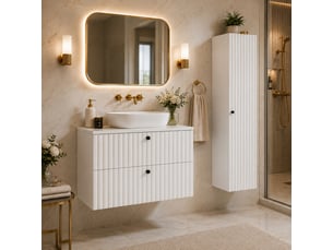 Meuble colonne suspendu de salle de bain bello blanc 35 × 136 cm