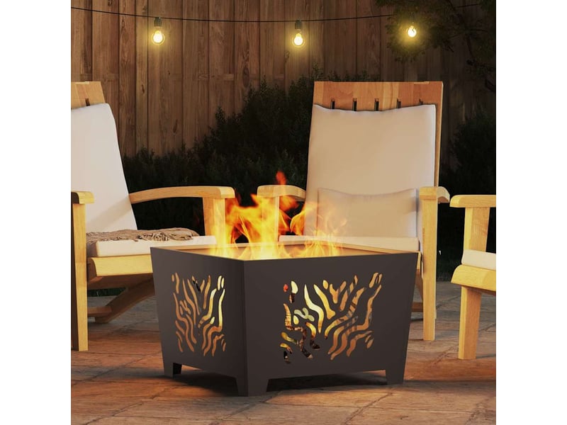 Brasero exterieur, foyer camping noir 60x60x40 cm acier patiné  - Conforama D