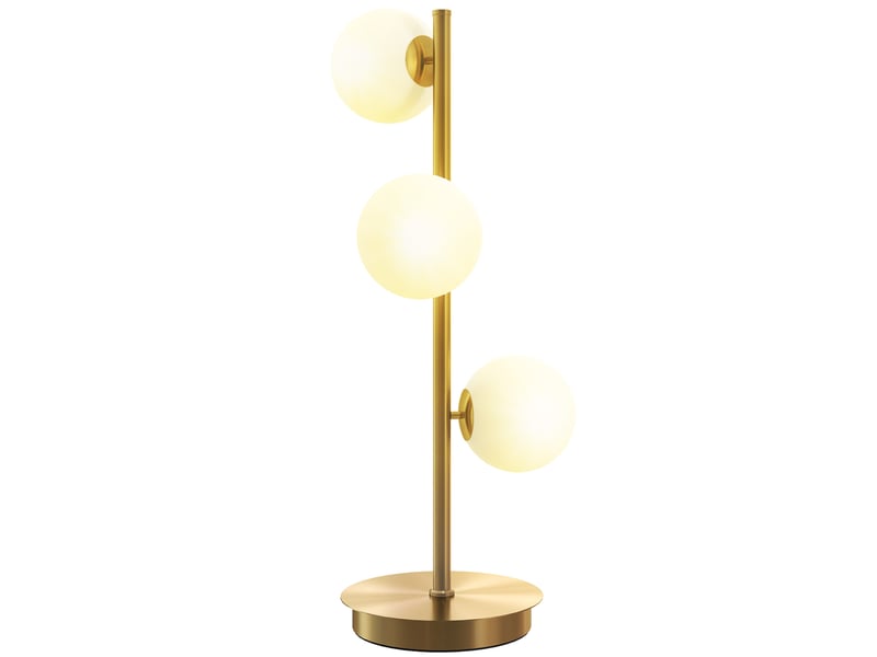  Lampe de table à 3 abat-jour globe, avec base stable en acier, douilles g9, 24 x 24 x 53 cm, laiton  - Conforama A