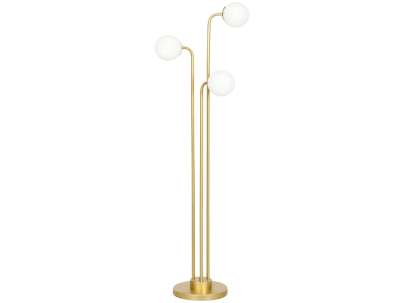  Lampadaire 120 w à abat-jour orientables, métal doré, h165 cm, interrupteur au pied, lampe de lecture  - Conforama A