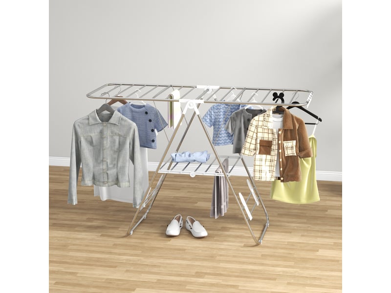  Séchoir à linge pliable à 2 niveaux réglables, dimensions 148 l x 60,5 l x 98 h cm  - Conforama D
