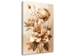 Image sur toile, fleurs beiges dans une composition botanique rustique 30x45