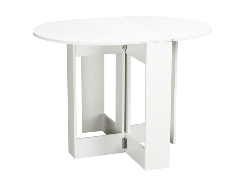 Table à manger pliante ovale en panneaux de particules blanc 104x76x73,7 cm