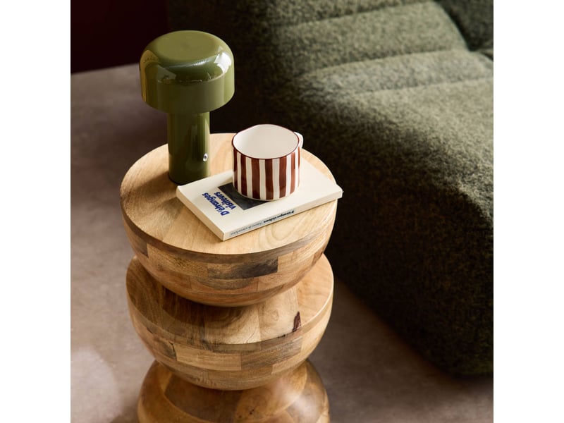 Table d'appoint. Bout de canapé. Table de chevet. Tabouret en bois de manguier. Naturel. Sita. Ø30 x h 45cm  - Conforama C