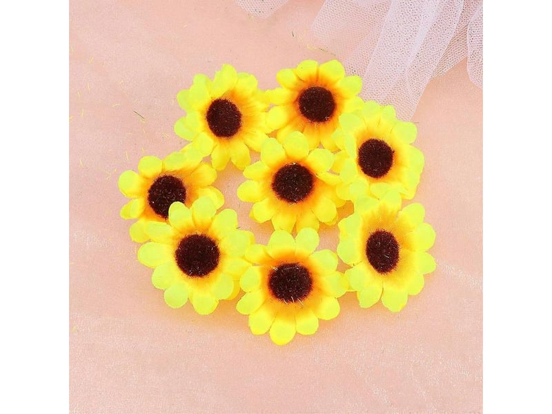  150 têtes de tournesol artificielles, petites têtes de tournesol décoratives à faire soi-même  - Conforama E