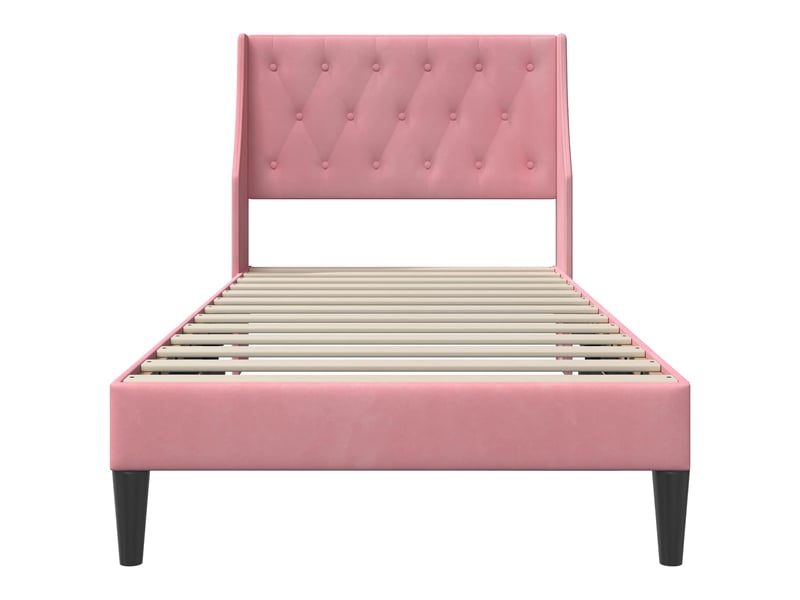  Lit simple- lit adulte -  cadre de lit avec tête de lit rose 80 x 200 cm velours  - Conforama C