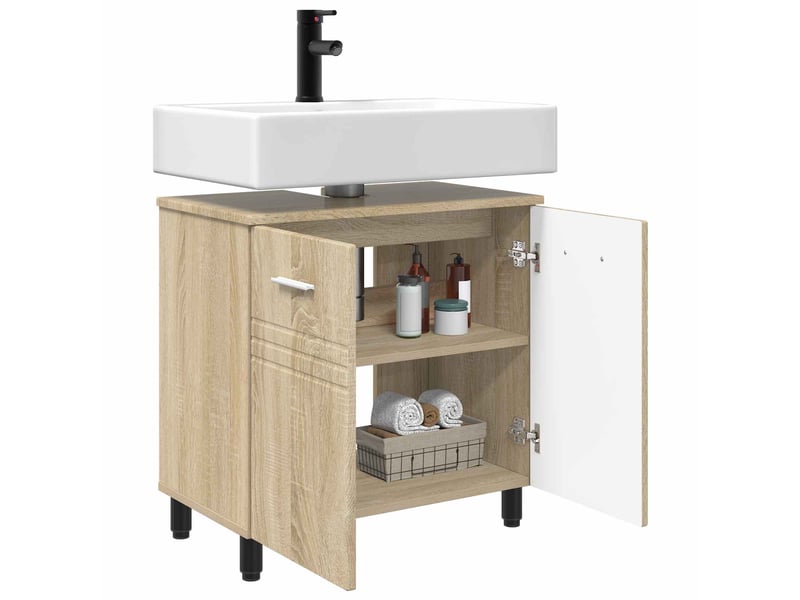 Unité de vanité de salle de bain, meuble de rangement chêne sonoma 60x35x60 cm shl9370 - Conforama C