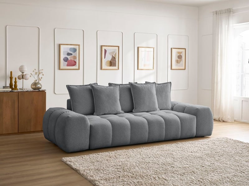  Bobochic canapé droit fixe 3 places everest tissu chiné gris foncé EVEREST - Conforama D