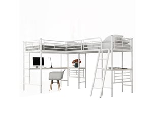 Lit mezzanine 2x90x200 cm OKWISH   coloris blanc