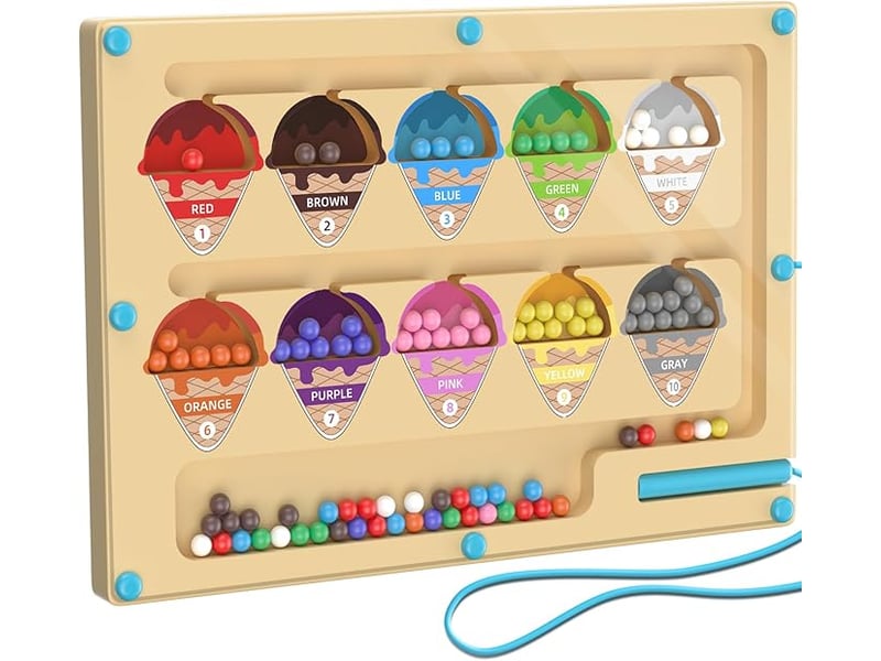 ChicAppeal – Labyrinthe Magnétique En Bois – Couleurs Et Comptage – 22,5x30 Cm – 3-6 Ans