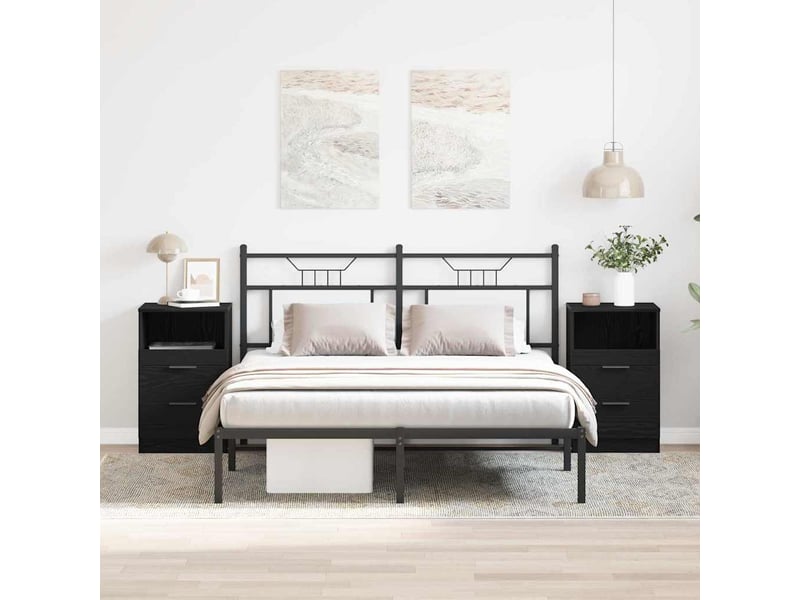  Table de chevet avec tiroir 2 pièces chêne noir 40 x 35 x 65 cm  - Conforama B