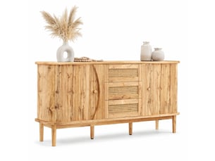 Buffet 2 porte(s)  3 tiroir(s) <strong></strong> <strong></strong> - 140.5 cm coloris naturel 