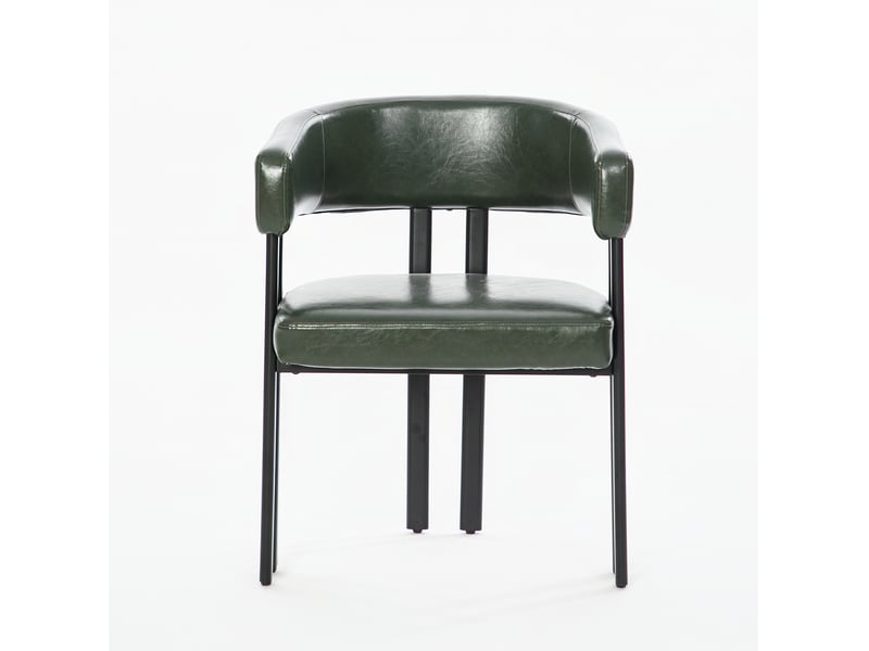  Chaise de salle à manger moderne en similicuir vert avec accoudoirs  - Conforama A