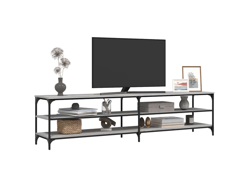  Meuble tv - banc tv - meuble de rangement sonoma gris 200x30x50 cm bois d'ingénierie et métal  - Conforama D