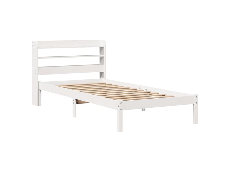  Lit simple- lit adulte -  cadre de lit sans matelas blanc 100x200 cm bois de pin massif  - Conforama B
