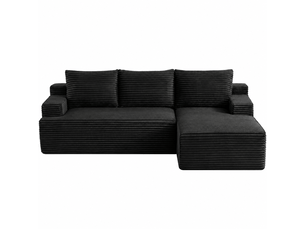 Canapé d’angle cloud en l gris foncé modulable sans montage, convertible avec assise profonde, 4 places