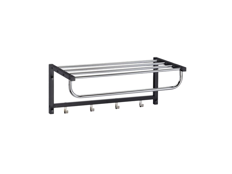  Porte-manteaux mural multifonctionnel moderne couloir 60 x 20 x 12 cm en métal noir 13_0008544  - Conforama A