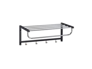 Porte-manteaux mural multifonctionnel moderne couloir 60 x 20 x 12 cm en métal noir 13_0008544