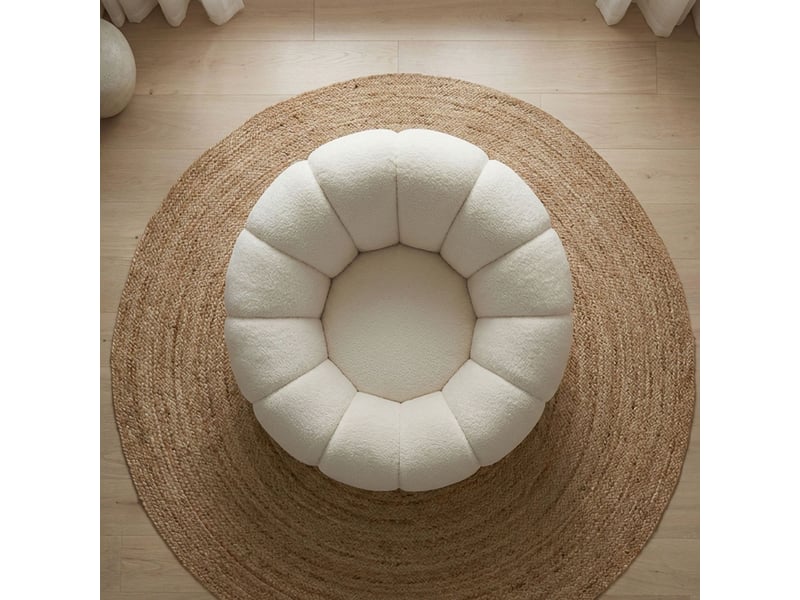 Fauteuil tournant design coquillage arielina tissu bouclette beige Arielina - Conforama C