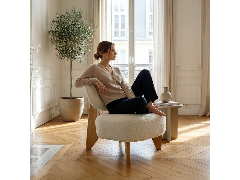  Fauteuil como écru - laine bouclée 3CA58.AS.1D.02 - Conforama B