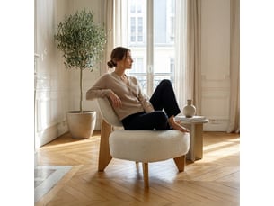 Fauteuil como écru - laine bouclée