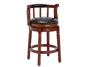 Tabouret de bar pivotant à 360° en cuir et bois avec dossier