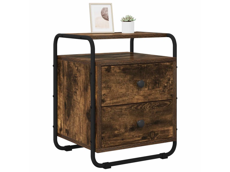 Table de chevet - cabinet de chevet - table de nuit 2 pc chêne fumé bois d'ingénierie - Conforama B