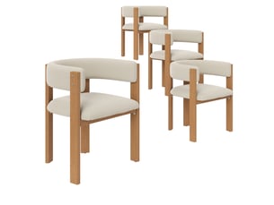 Lot de 4 chaises de salle à manger beige et naturel en flanelle et métal