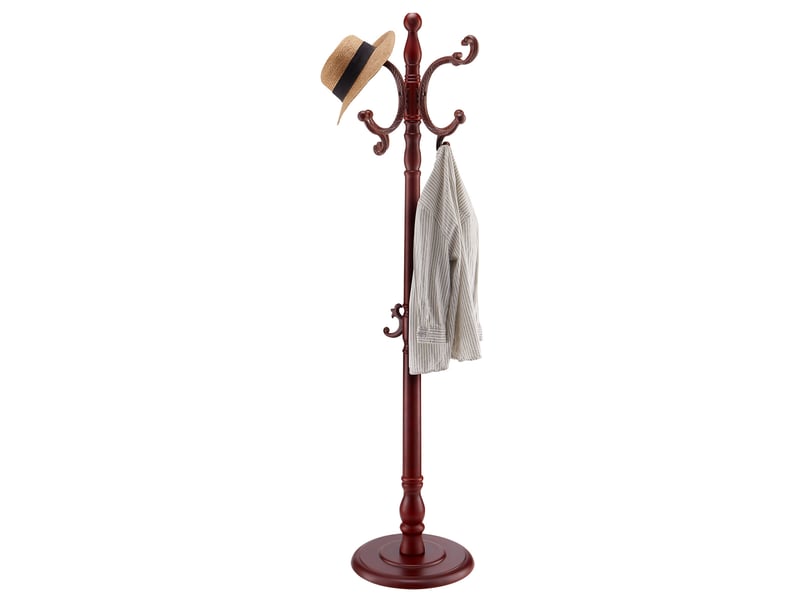  Vevor portemanteau sur pied portant a vetements avec base stable, 11 crochets, porte manteau en bois autoportant pour entree, chambre, salon, pour suspendre manteaux, chapeaux, vestes, echarpes, sacs  - Conforama A
