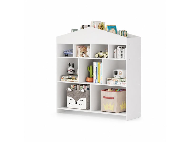  Bibliothèque enfant en bois, étagère de rangement livres &amp; jouets, 100 x 30 x 103 cm, blanc  - Conforama A