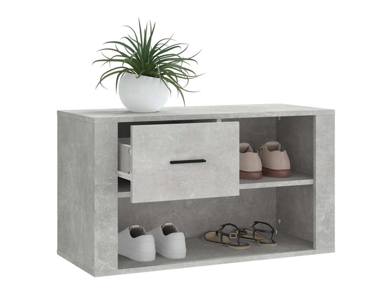  Meuble à chaussure, armoire à chaussures gris béton 80x35x45 cm bois d'ingénierie  - Conforama D