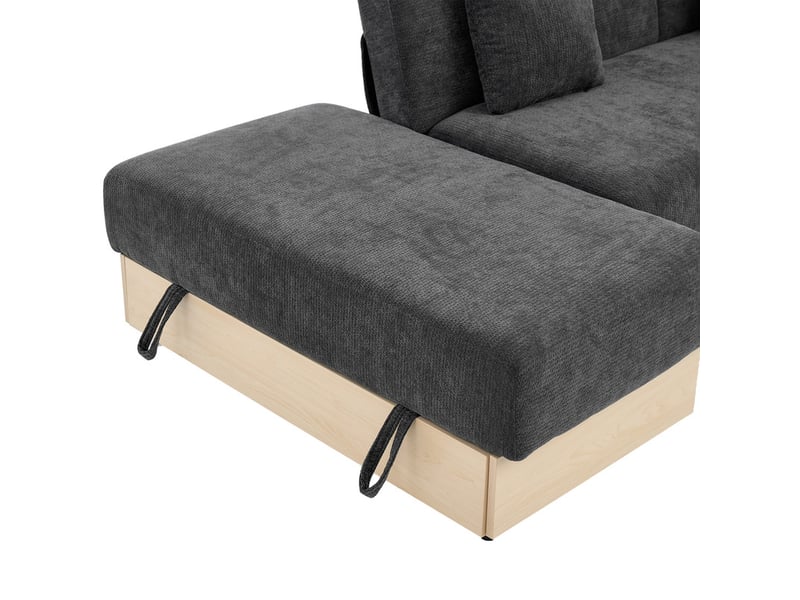  Canapé d'angle  ,3 places,avec dossier réglable en 3 directions , structure en bois mdf,217x110x90 cm,gris  - Conforama E