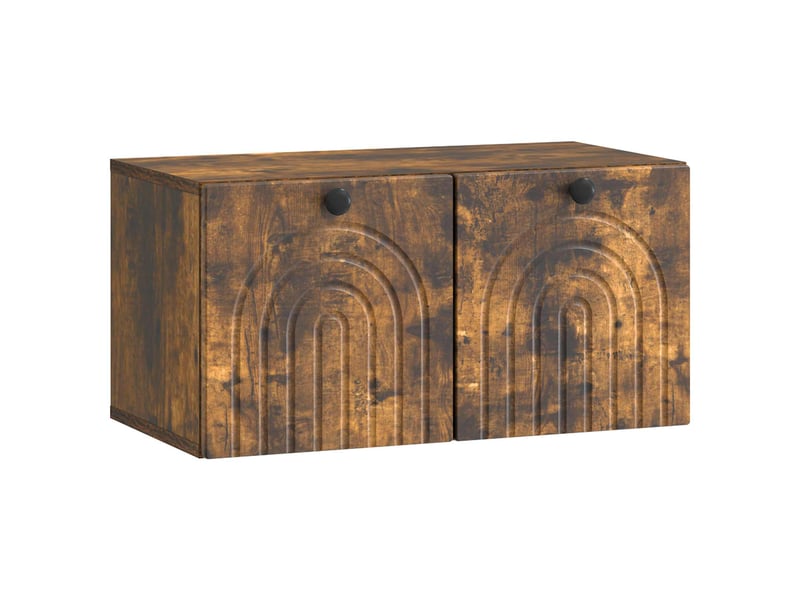 Meuble tv - banc tv - meuble de rangement mural chêne fumé 59,5 x 31 x 30 cm bois d'ingénierie  - Conforama A