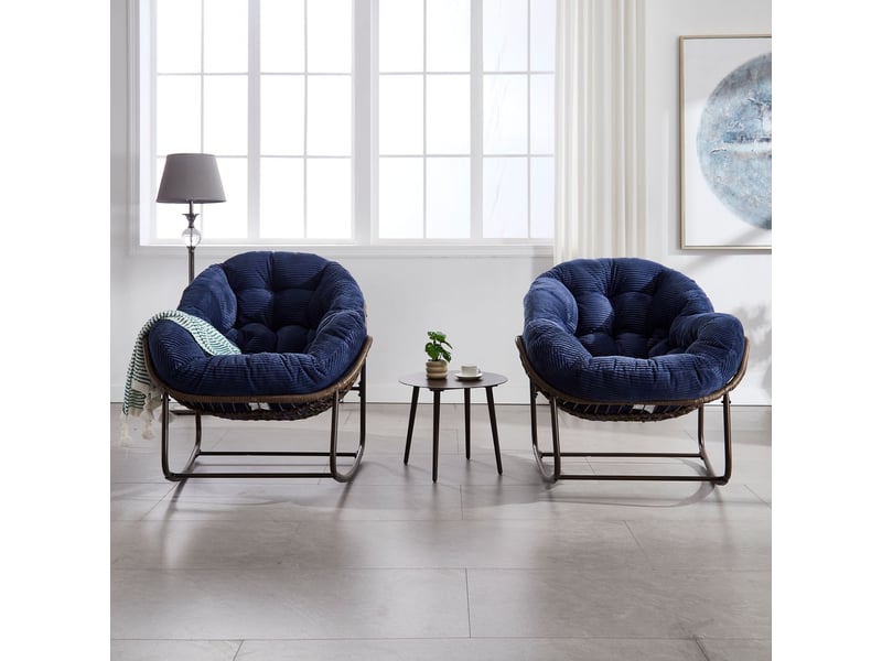 Fauteuil de jardin rotin d’extérieur assise rembourrée dossier fauteuil à bascule - Conforama B