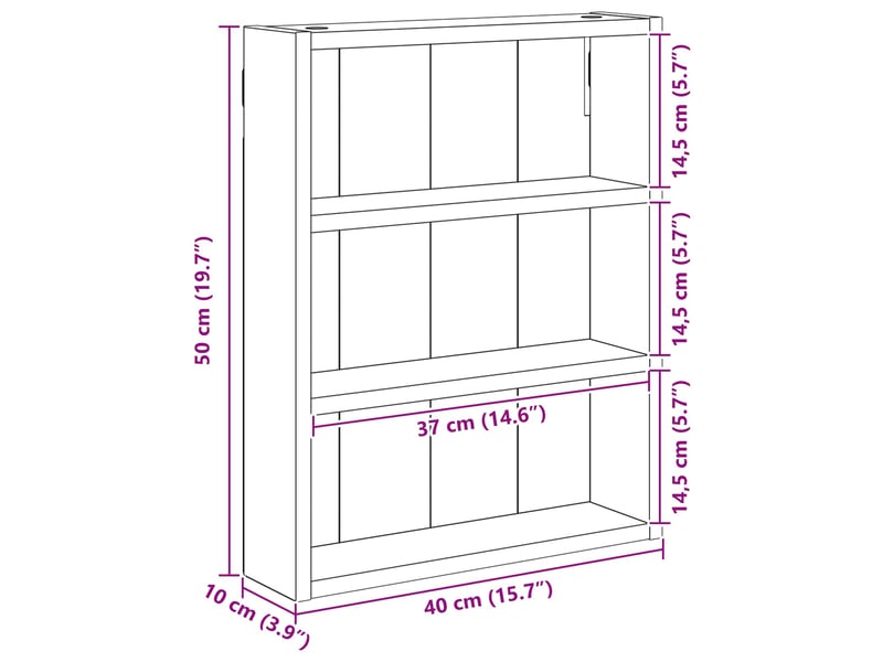  Armoire murale de salle de bain, cabinet de salle de bain chêne artisanal 40 x 10 x 50 cm cf65191  - Conforama E