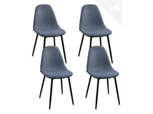 Lot de 4 chaises de salle à manger nova bleues en tissu avec pieds métal