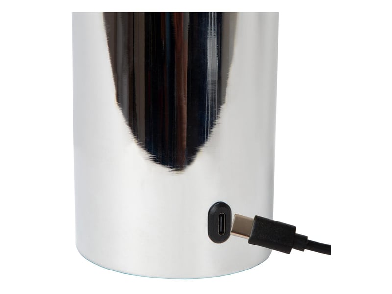 Lampe de table diam. 8 cm led dim. E27 1x1w 2700k chrome - lucide - vivo  - Conforama D